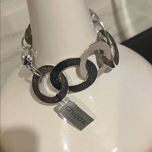 Chico's Magnetic Bold Silver Chain Bracelet